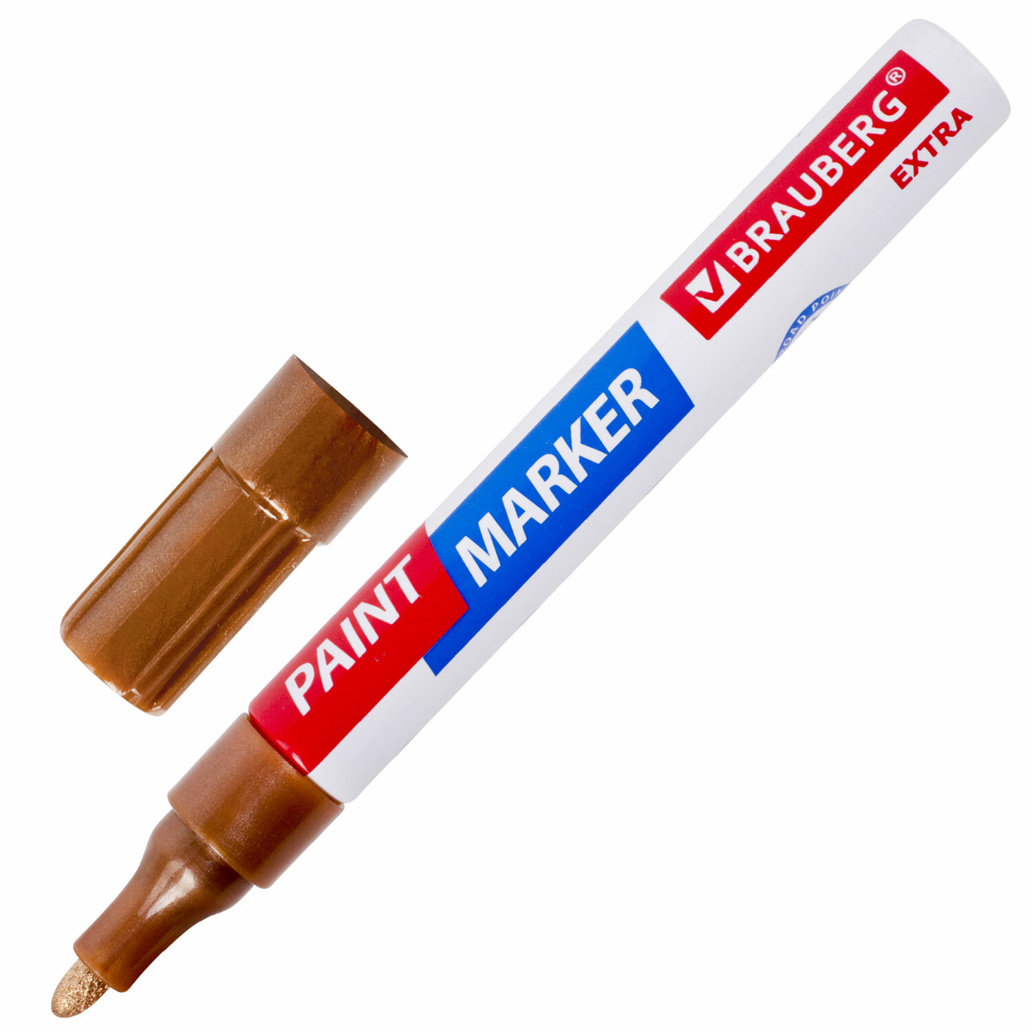 Маркер-краска лаковый Brauberg Extra 151988, 4мм, коричневый, 12шт круглый специальный маркер для шин и резины мелодия а