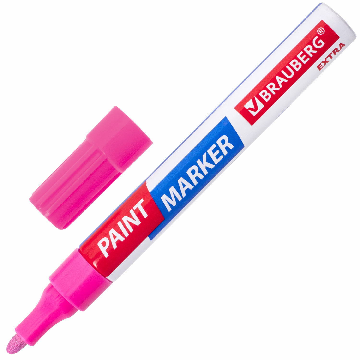 Маркер-краска лаковый Brauberg Extra 151986, 4мм, розовый, 12шт круглый специальный маркер для шин и резины мелодия а