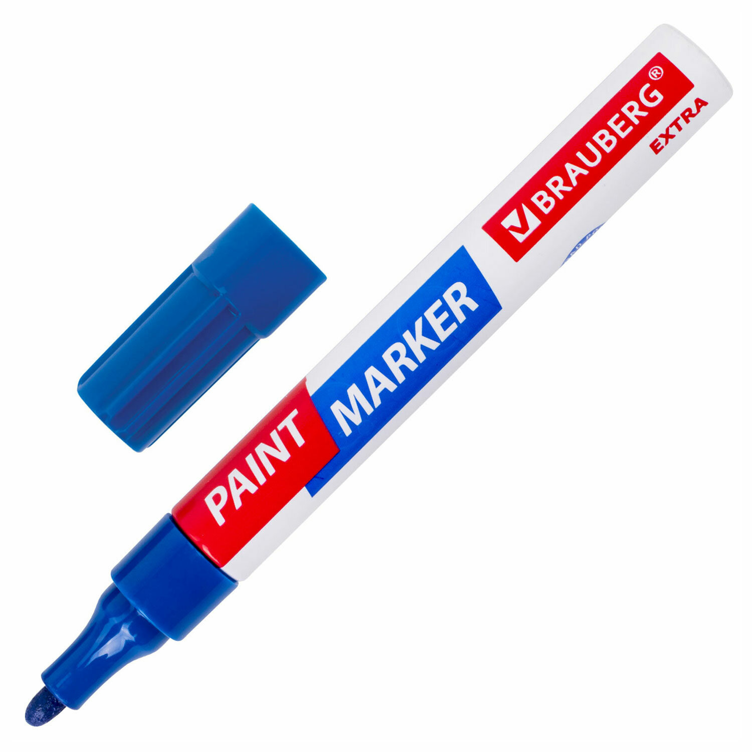 Маркер-краска лаковый Brauberg Extra 151983, 4мм, синий, 12шт круглый специальный маркер для шин и резины мелодия а