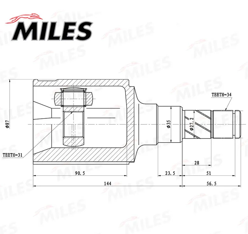 

ШРУС внутренний Chevrolet cruze (09-) 1.6i (GSP 608039) GA10118