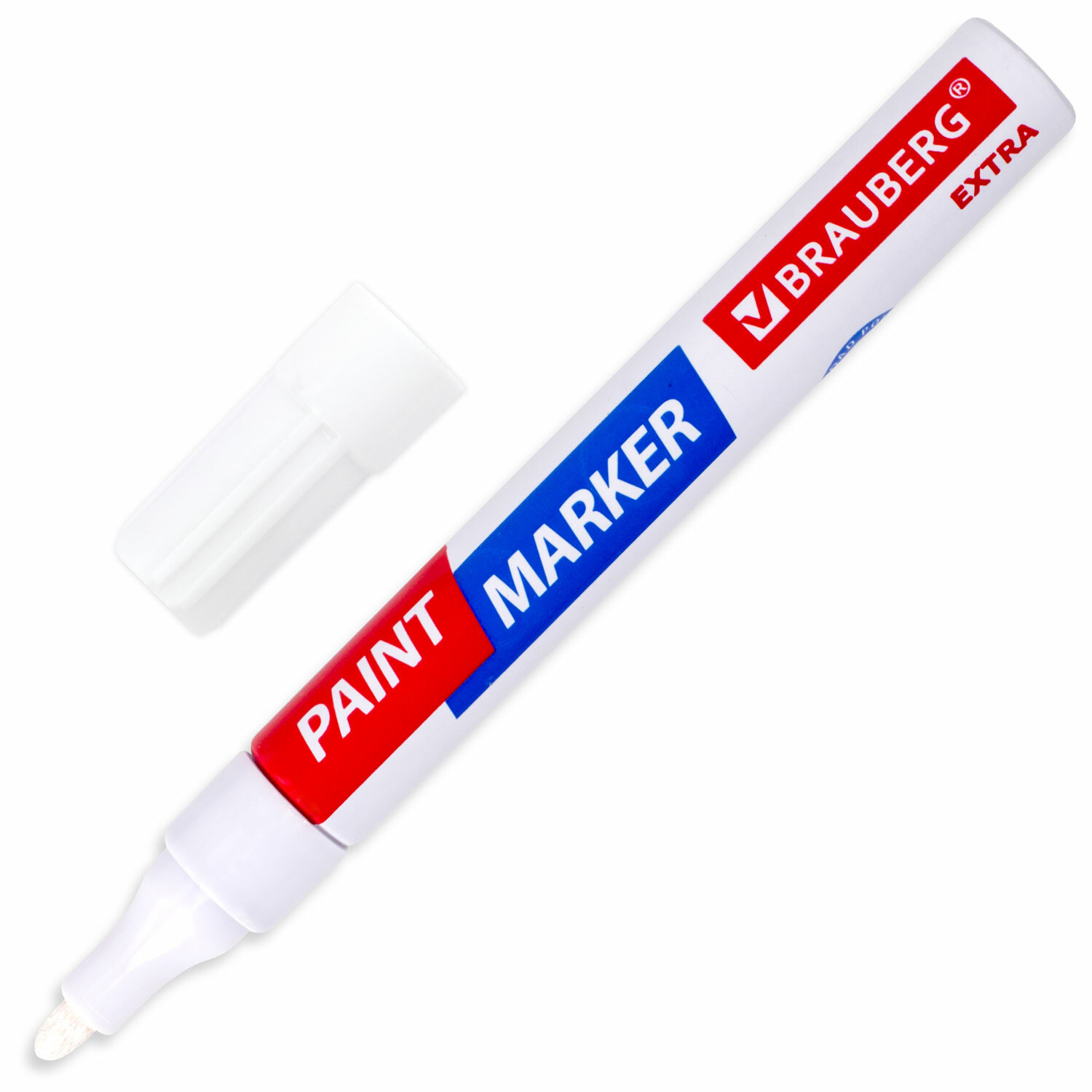 Маркер-краска лаковый Brauberg Extra 151978, 4мм, белый, 12шт маркер лаковый для промышленной графики munhwa paint marker slim белый грифель 2 мм