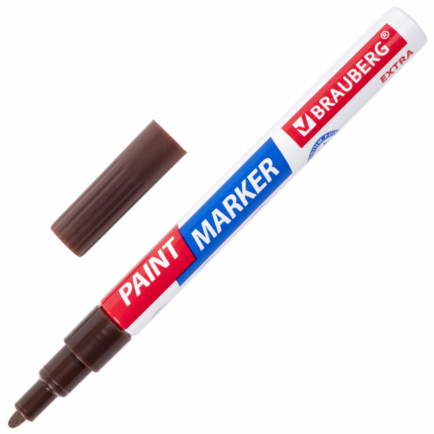 Маркер-краска лаковый Brauberg Extra 151975, 2мм, коричневый, 12шт круглый специальный маркер для шин и резины мелодия а