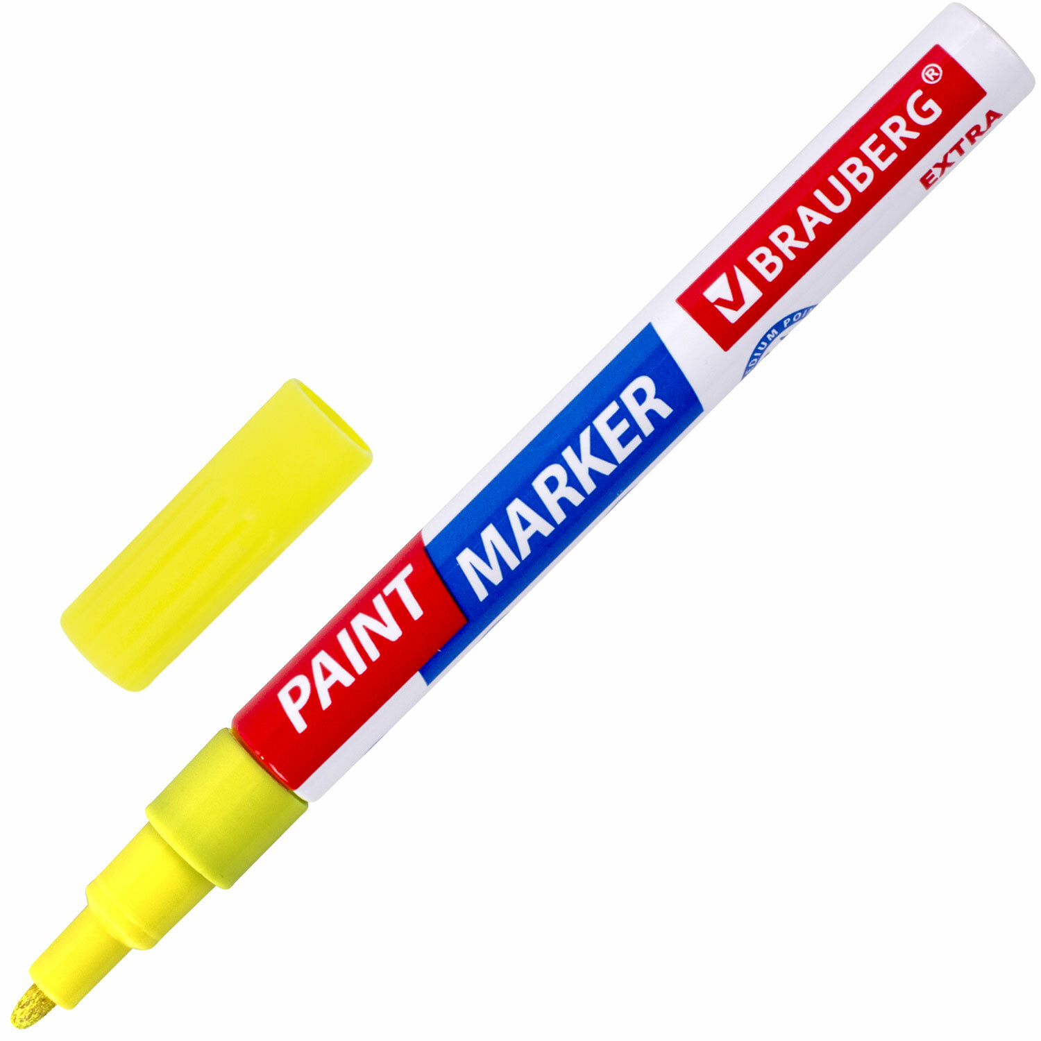 Маркер-краска Brauberg Extra 151973, лаковый, 2мм, желтый, 12шт маркер краска лаковый brauberg extra 151971 2мм серебристый 12шт