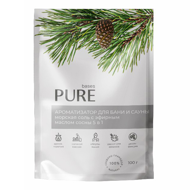 

Соль для бани и сауны Pure Bases с эфирным маслом сосны 100 г