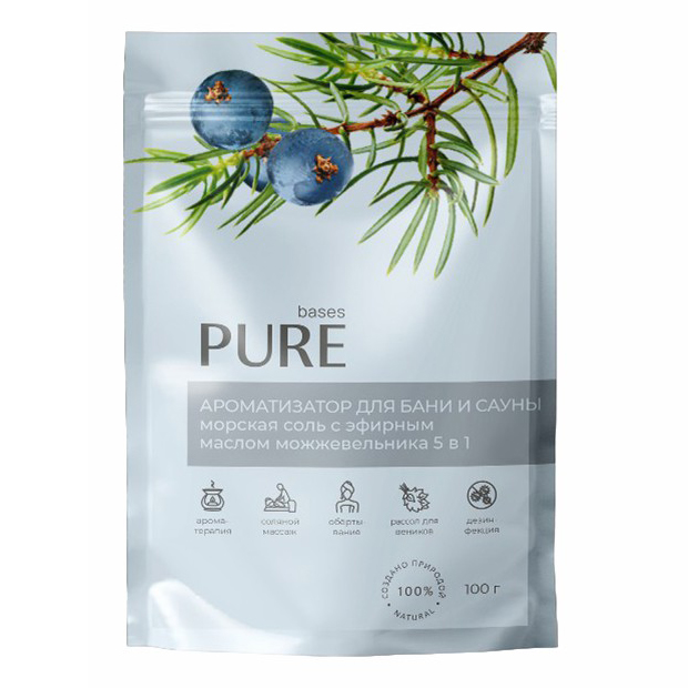 

Соль для бани и сауны Pure Bases с эфирным маслом можжевельника 100 г