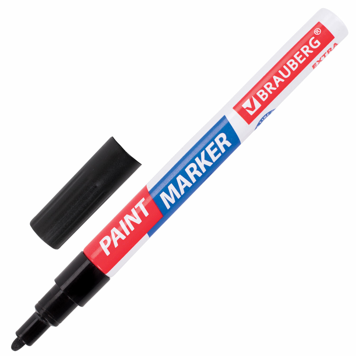 Маркер-краска лаковый Brauberg Extra 151968, 2мм, черный, 12шт круглый специальный маркер для шин и резины мелодия а