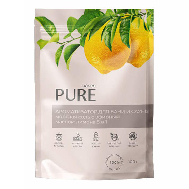 

Соль для бани и сауны Pure Bases с эфирным маслом лимона 100 г