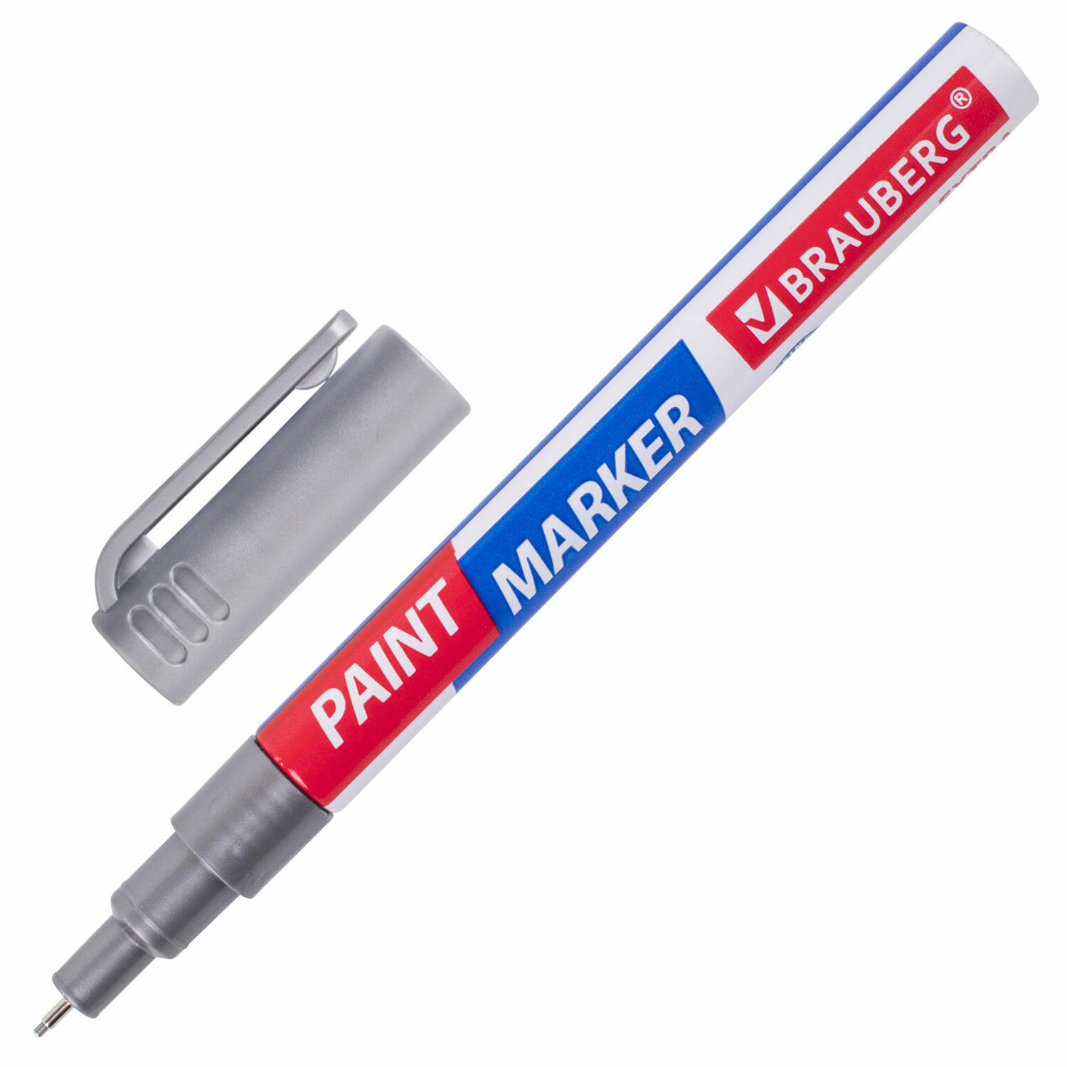 Маркер-краска лаковый Brauberg Extra 151965, 1мм, серебристый, 12шт маркер для электриков artline 0 4 1 0 мм electricians marker оранжевый ekpelft 197