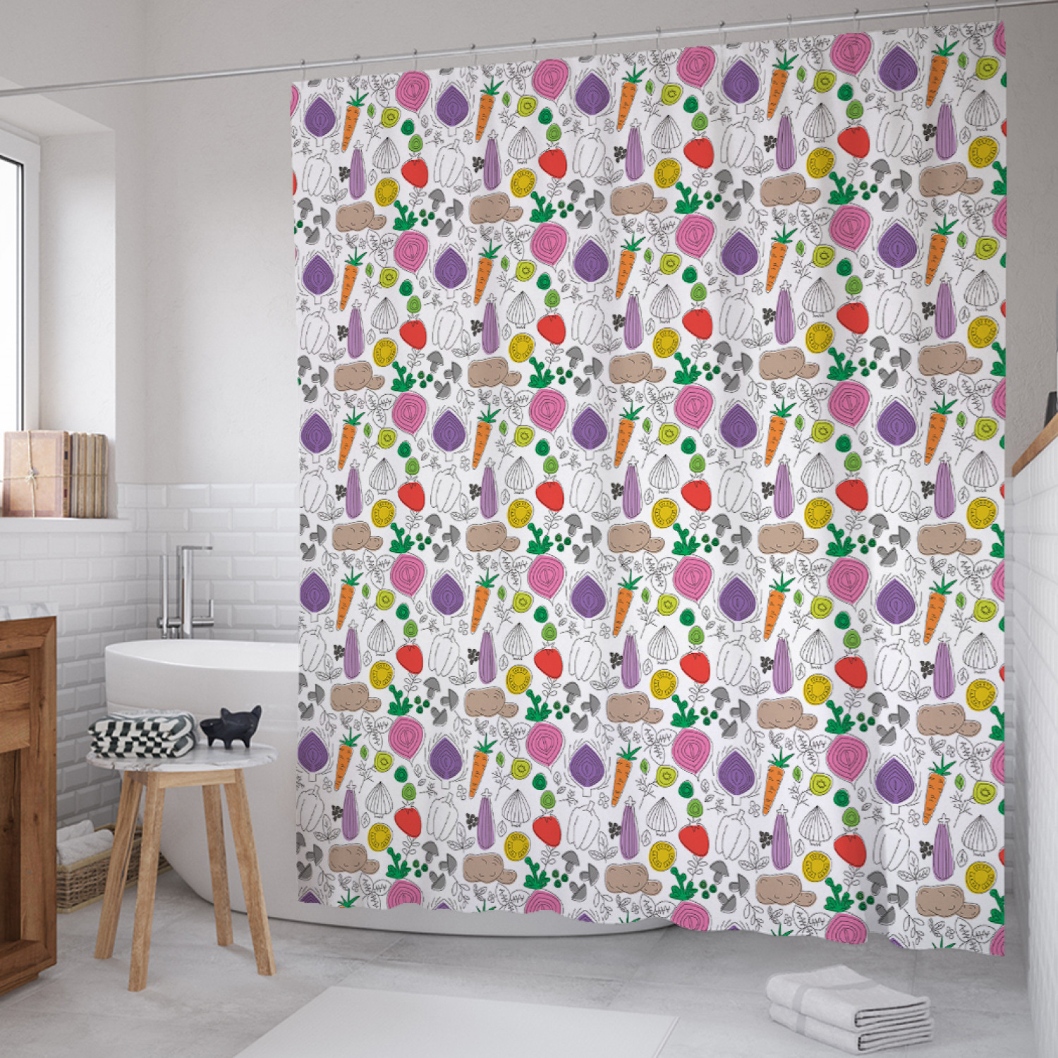 

Штора для ванной JoyArty "Осенний урожай" из сатена, 180х200 см с крючками, Голубой, Осенний урожай