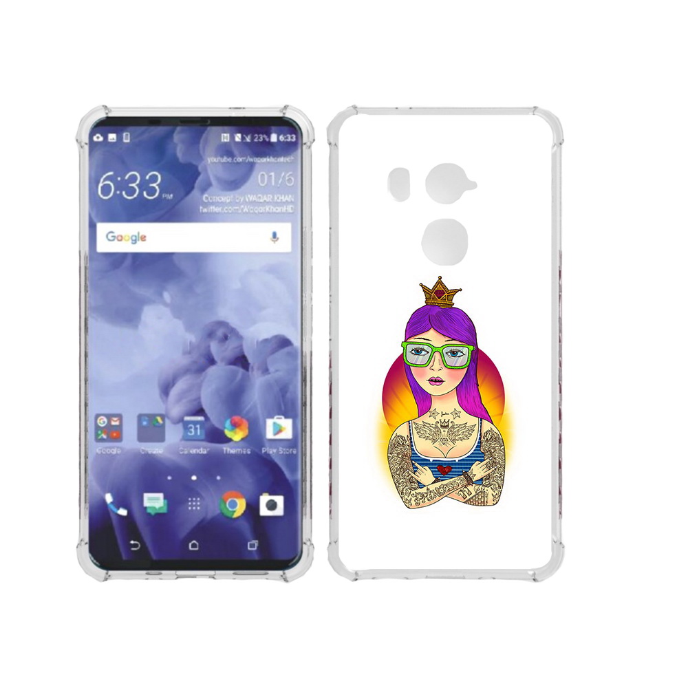 

Чехол MyPads Tocco для HTC U11 Plus девушка в татуировках с короной, Прозрачный, Tocco