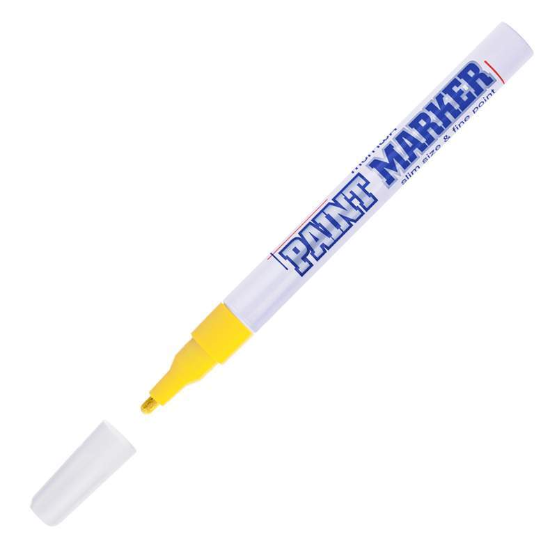 Маркер-краска MunHwa Slim желтая, 2мм, нитро-основа (арт. 207867) - 12шт маркер лаковый для промышленной графики munhwa paint marker slim грифель 2 мм