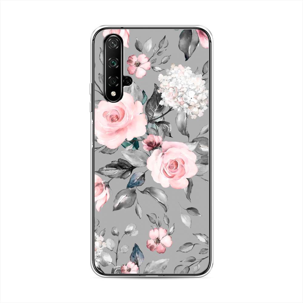 фото Чехол awog "розы на сером" для honor 20