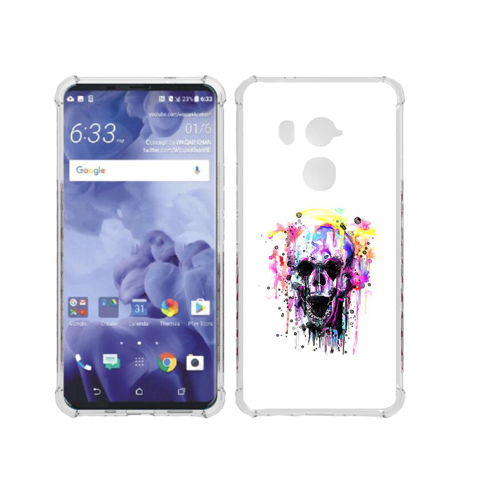 

Чехол MyPads Tocco для HTC U11 Plus граффити череп, Прозрачный, Tocco