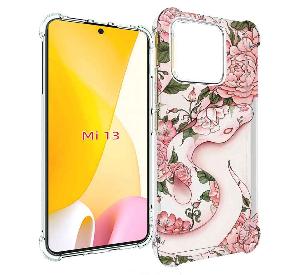 

Чехол MyPads змея-в-розовых-цветах женский для Xiaomi 13, Прозрачный, Tocco