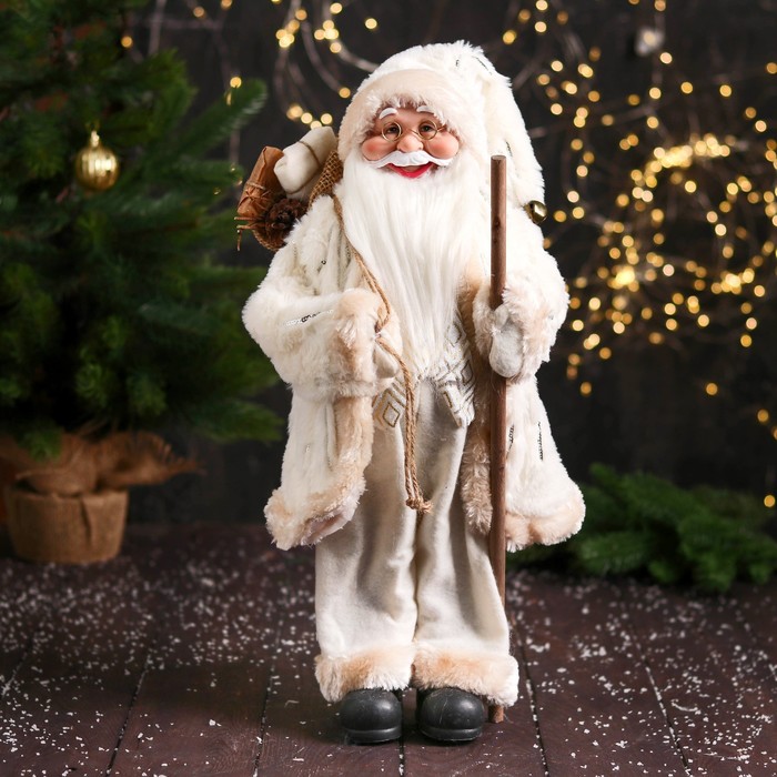 Новогодняя фигурка Зимнее волшебство Дед Мороз в пушистой шубе Р00012810 25x18x47 см