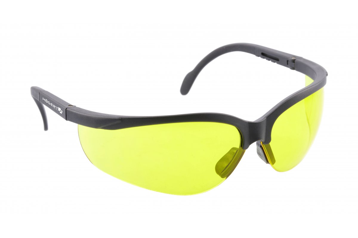 Очки защитные желтые Hoegert Mainz, универсальный размер регулируемые защитные очки truper
