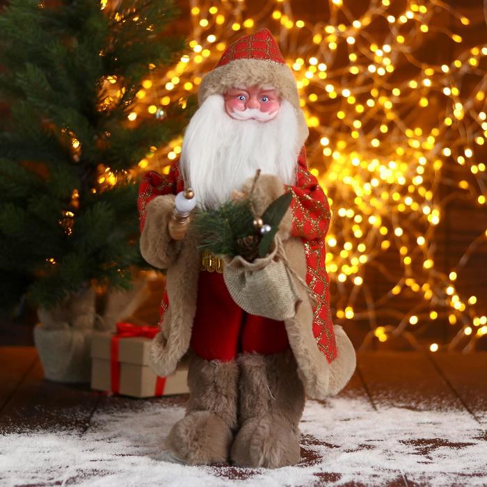 фото Новогодняя фигурка зимнее волшебство дед мороз с подарками двигается р00012810 1 шт.