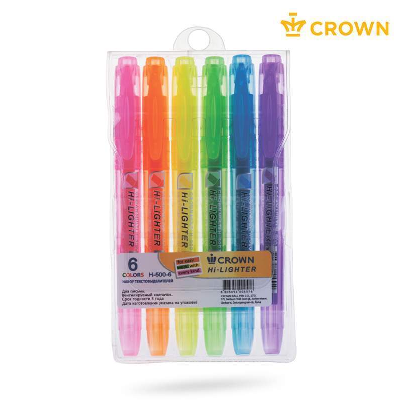 Набор текстовыделителей Crown Multi Hi-Lighter 207923 6цв в наборе 3 набора 1465₽