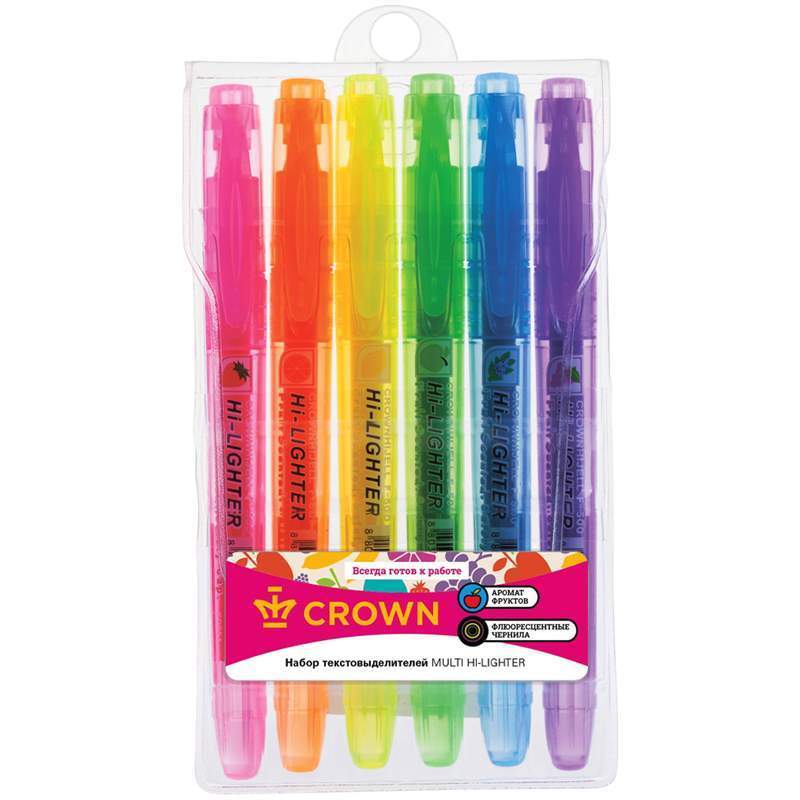 Набор текстовыделителей Crown Multi Hi-Lighter Aroma 207920 6цв в наборе 3 набора 1463₽