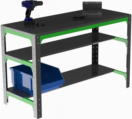 

Стол металлический Metalex серия KIT 750х1300х400 (две полки) (серо-зеленый)
