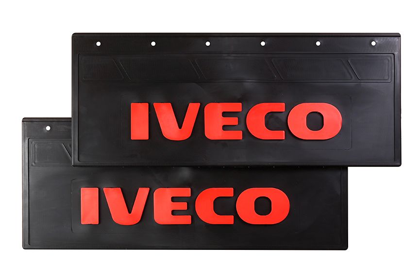 

Комплект брызговиков IVECO задние 670*270 (LUX) красная надпись