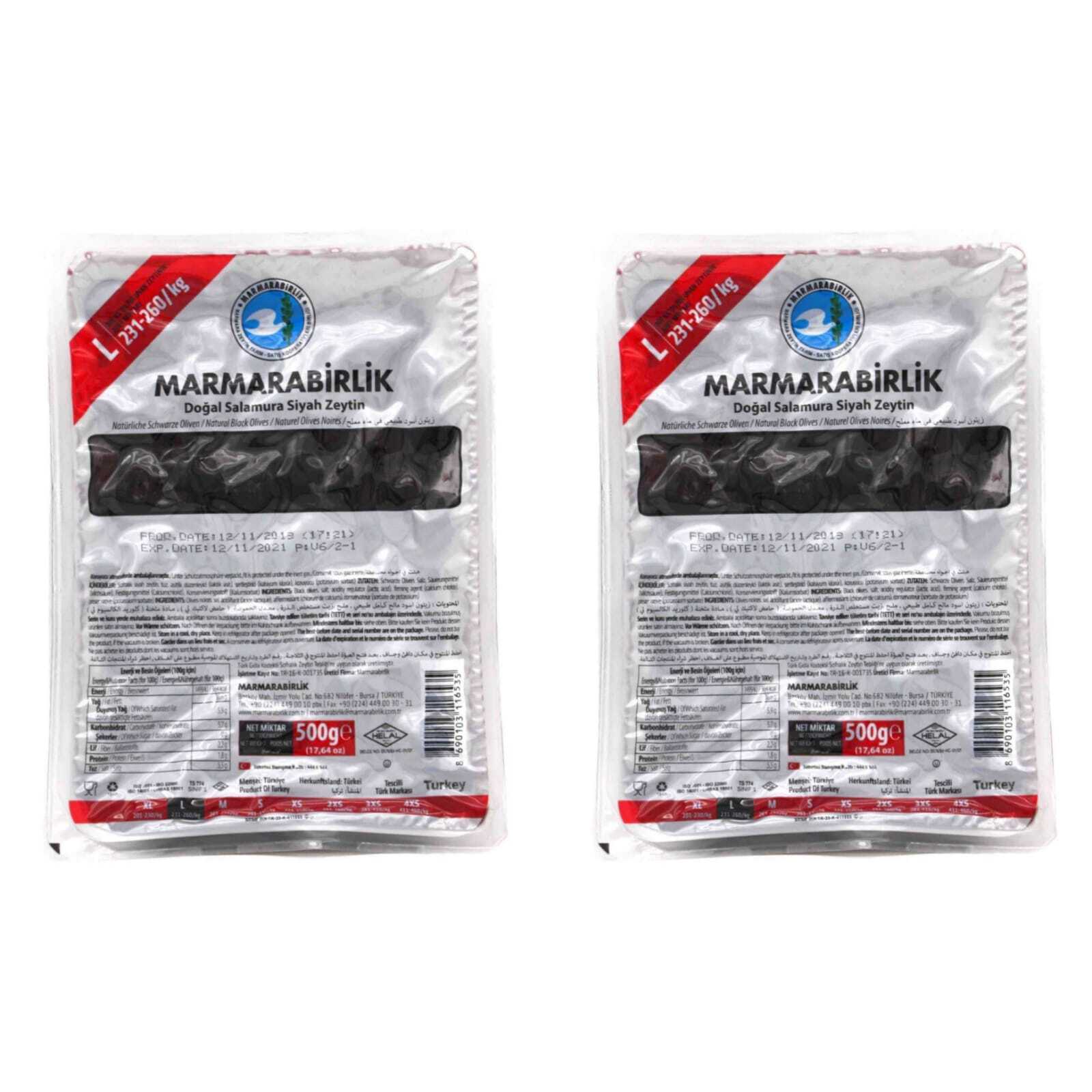 

Маслины Marmarabirlik L черные с косточкой, 500 г x 2 шт