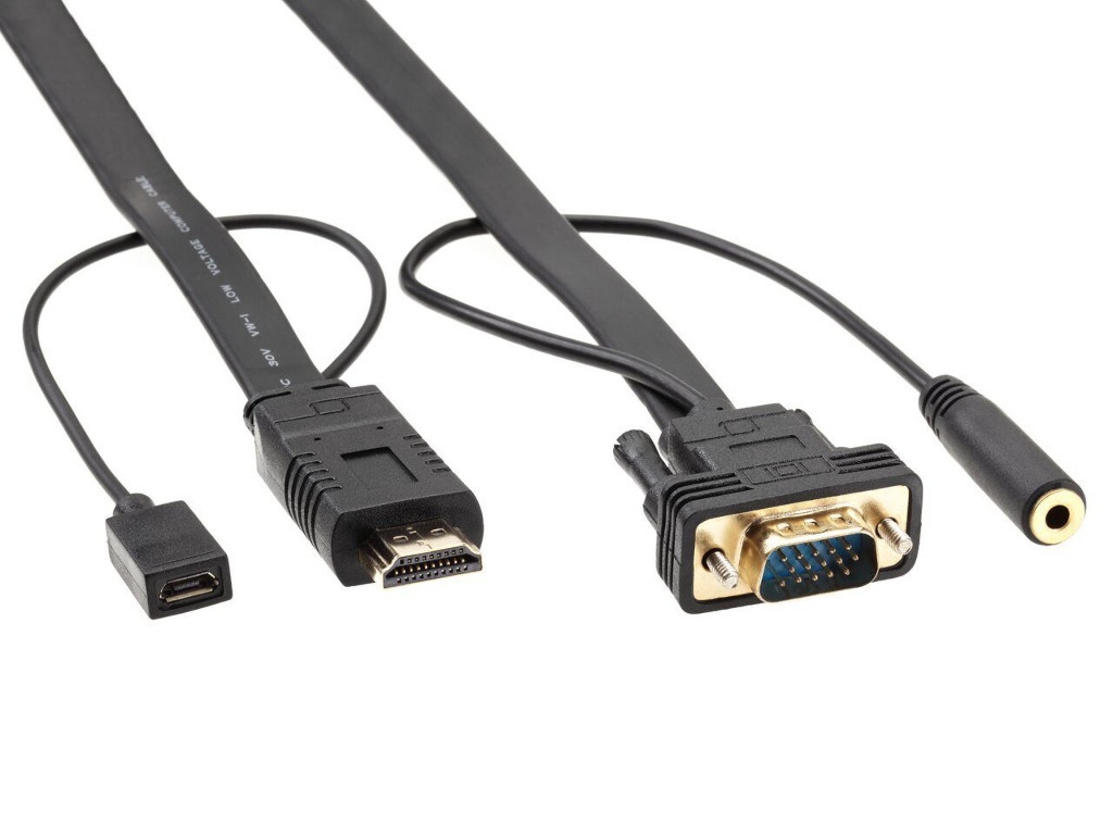 фото Кабель для компьютера vcom hdmi/m + microusb / vga(m) / audio 1.8m cg598-1.8m