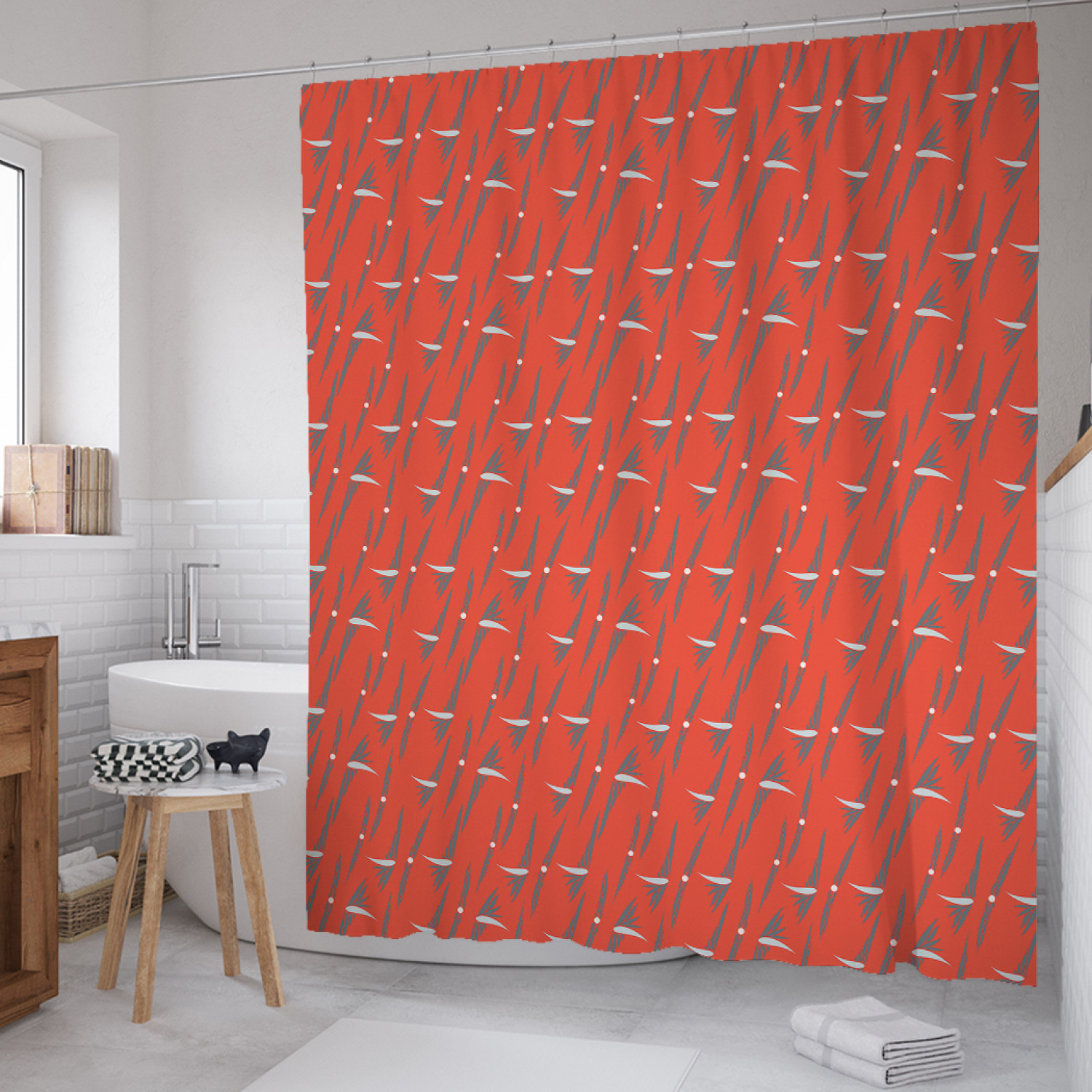 

Штора для ванной JoyArty "Абстракция полета" из сатена, 180х200 см с крючками, Красный, Абстракция полета