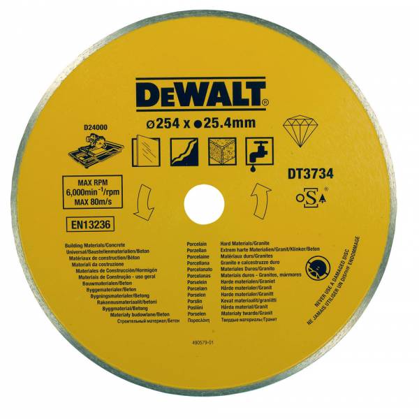Диск алмазный по камню DEWALT DT3734, (254 x 25.4 мм) для плиткореза D24000 алмазный диск по камню dewalt