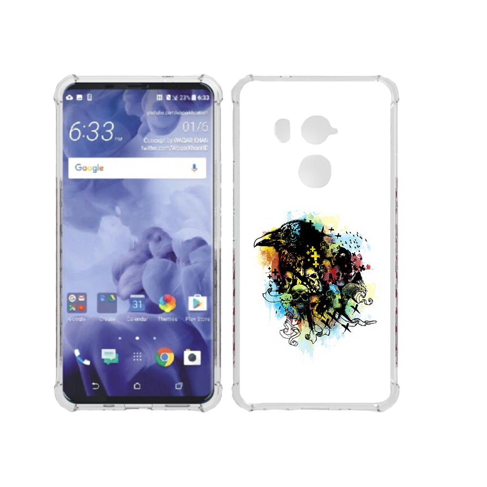 

Чехол MyPads Tocco для HTC U11 Plus ворон и черепа, Прозрачный, Tocco