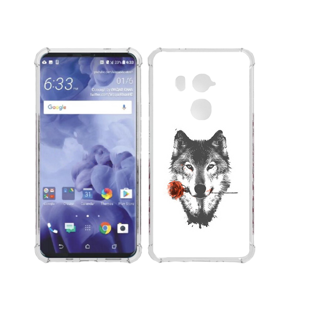 

Чехол MyPads Tocco для HTC U11 Plus волк с розой, Прозрачный, Tocco