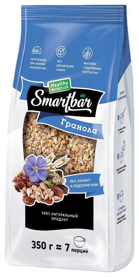 

Запеченный завтрак SmartBar Лен, кунжут и подсолнечник 350г