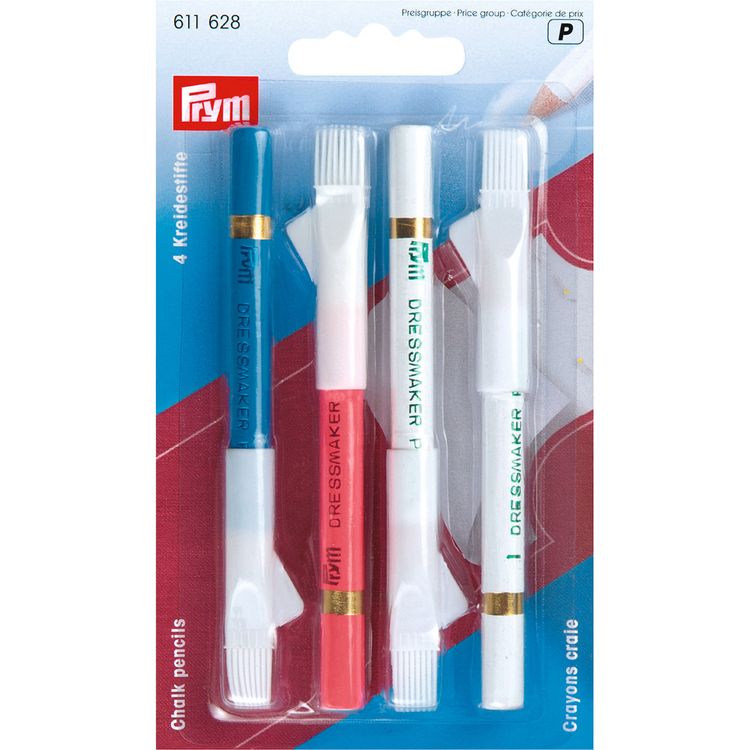 

Меловые карандаши с щеткой, PRYM, Белый;розовый;синий