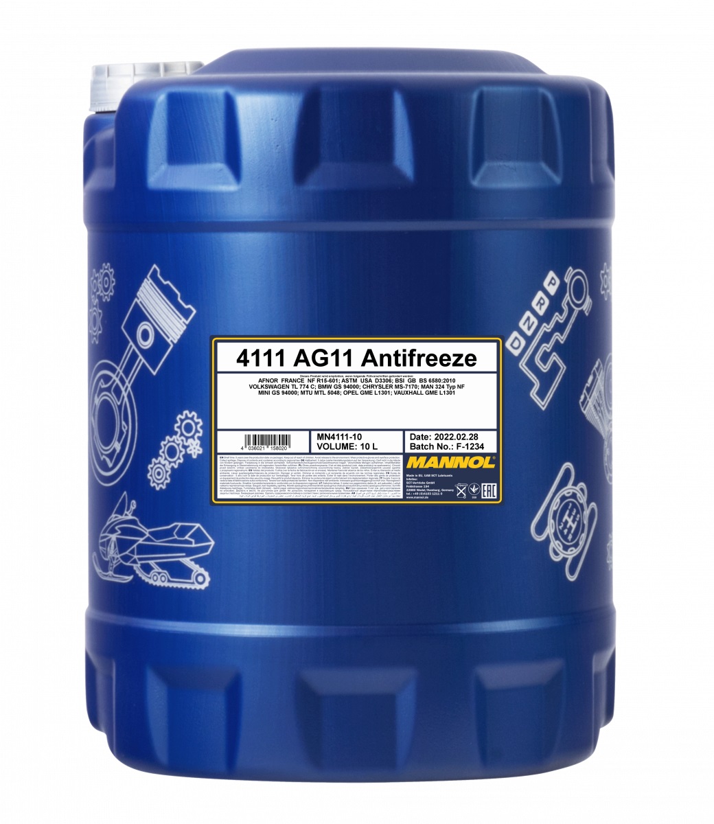 Концентрат антифриз синий 4111 MANNOL ANTIFREEZE LONGTERM AG11 10 л.