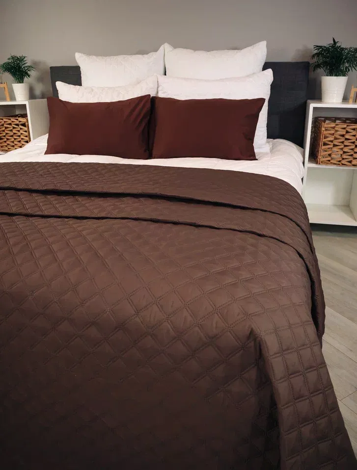 Покрывало БельВита двухстороннее ультрастеп 220х240 см мелкий ромб шоколад/беж