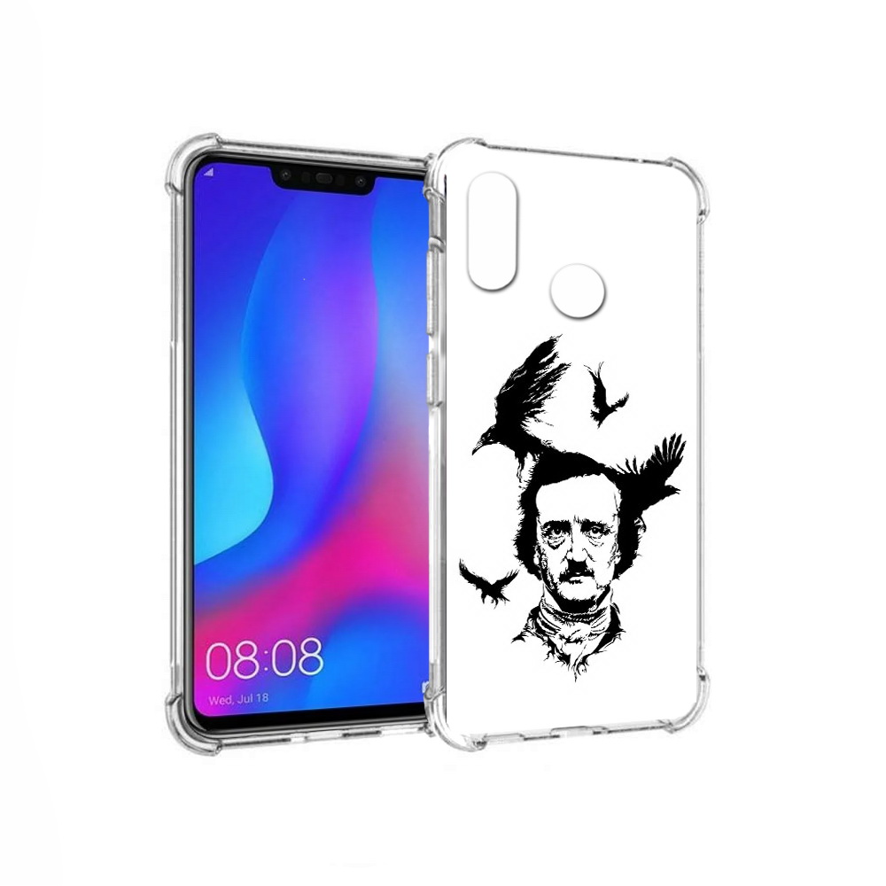 

Чехол MyPads Tocco для Huawei Nova 3 Эдгар Аллан черно белый (PT115710.27.204), Прозрачный, Tocco