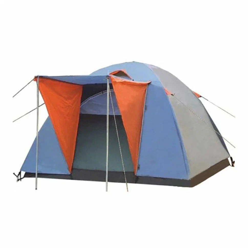 фото Трехместная палатка с предбанником xfy-1652, размер д200*ш200*в135 сине-оранжевая nobrand