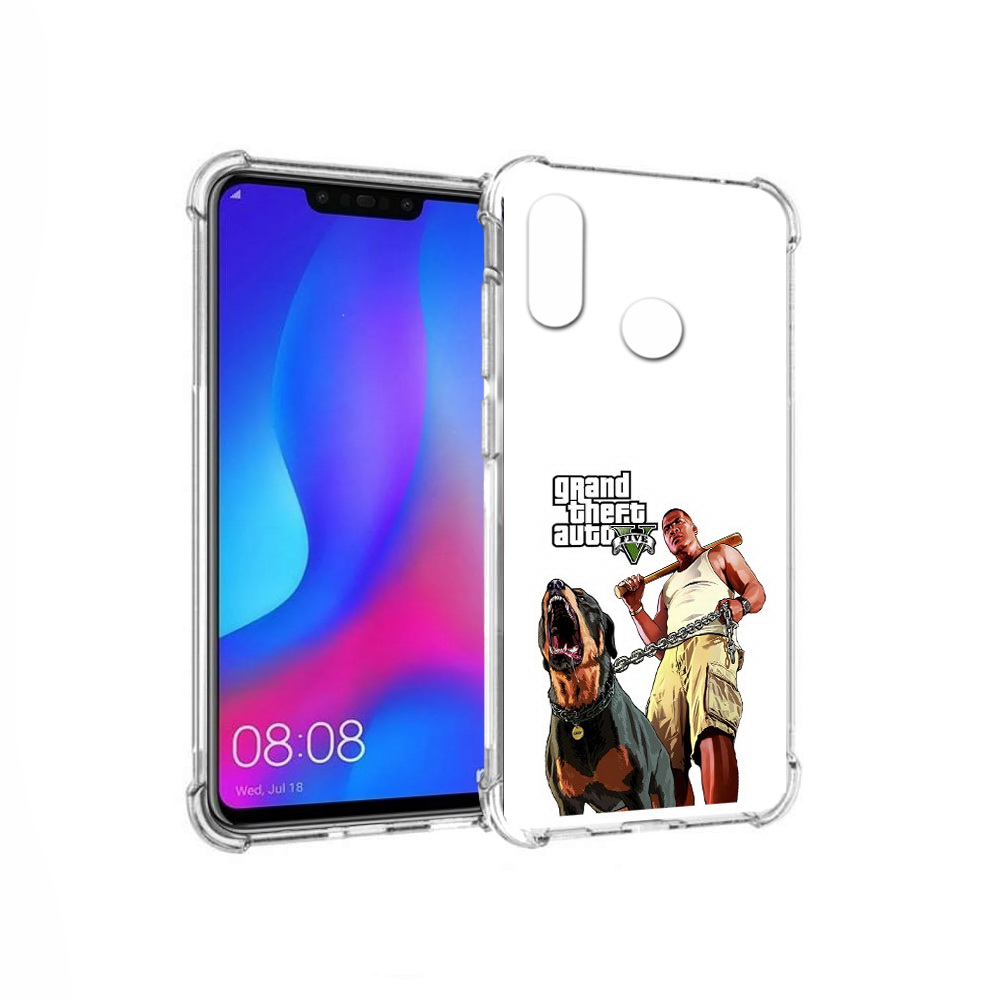 

Чехол MyPads Tocco для Huawei Nova 3 GTA грозная собака (PT115710.27.18), Прозрачный, Tocco