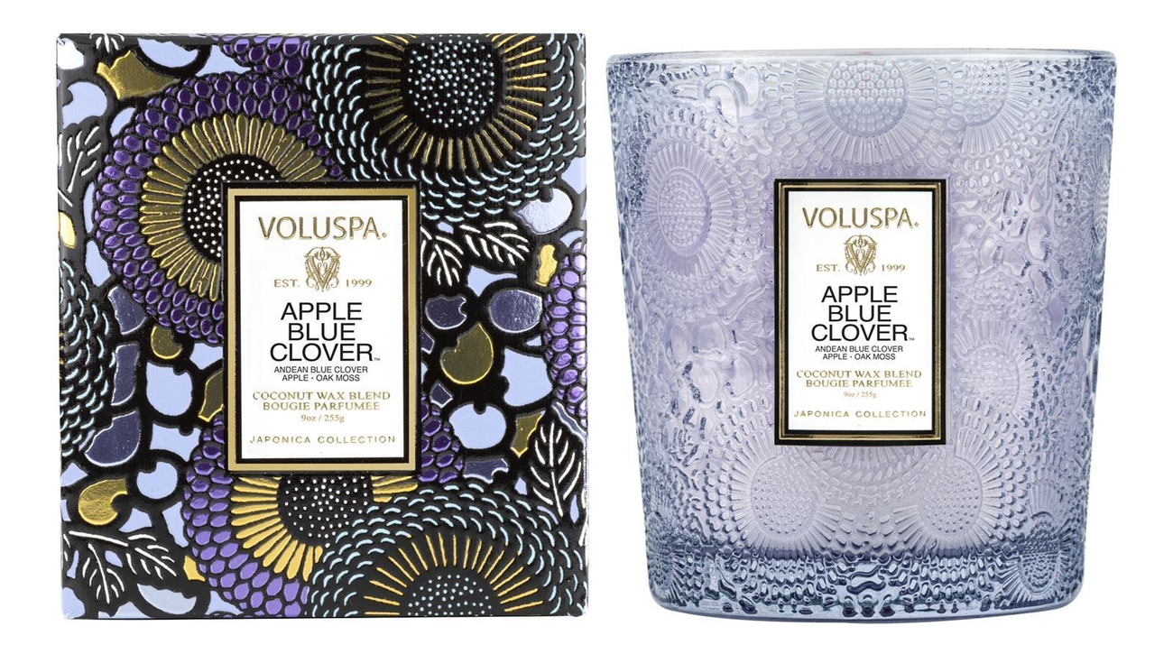 фото Voluspa ароматическая свеча apple & blue clover (яблоко и голубой клевер)