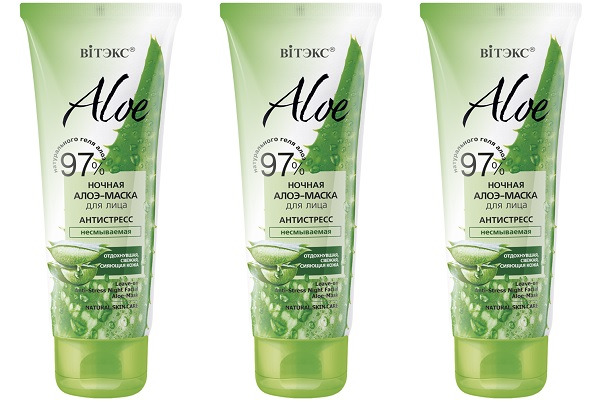 

Алоэ-Маска Витекс Ночная ALOE 97% для лица "Антистресс", несмываемая 75мл, комплект 3 шт