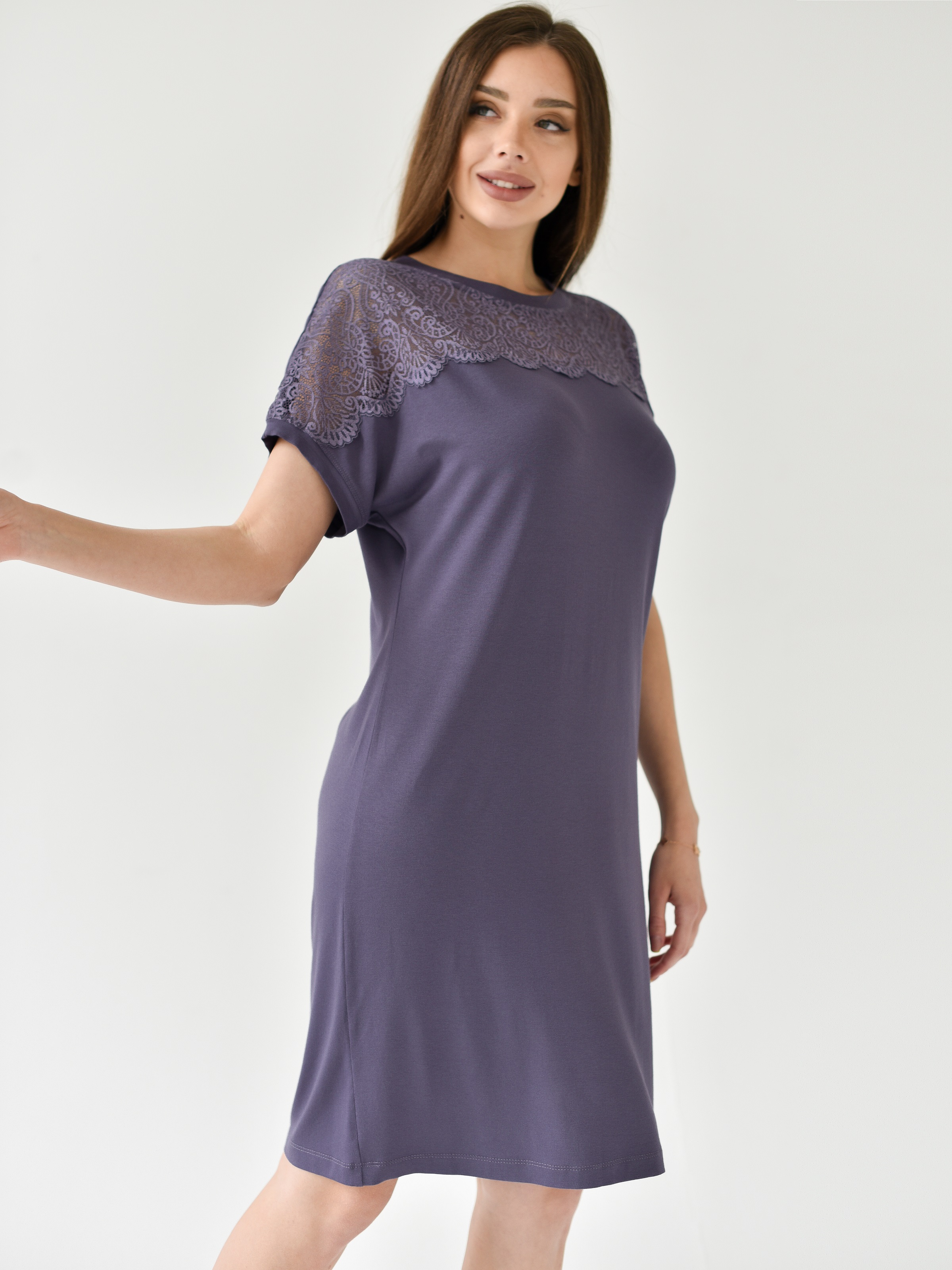 Ночная сорочка женская Batistcorp Ivanovo Нэлли фиолетовая 48 RU