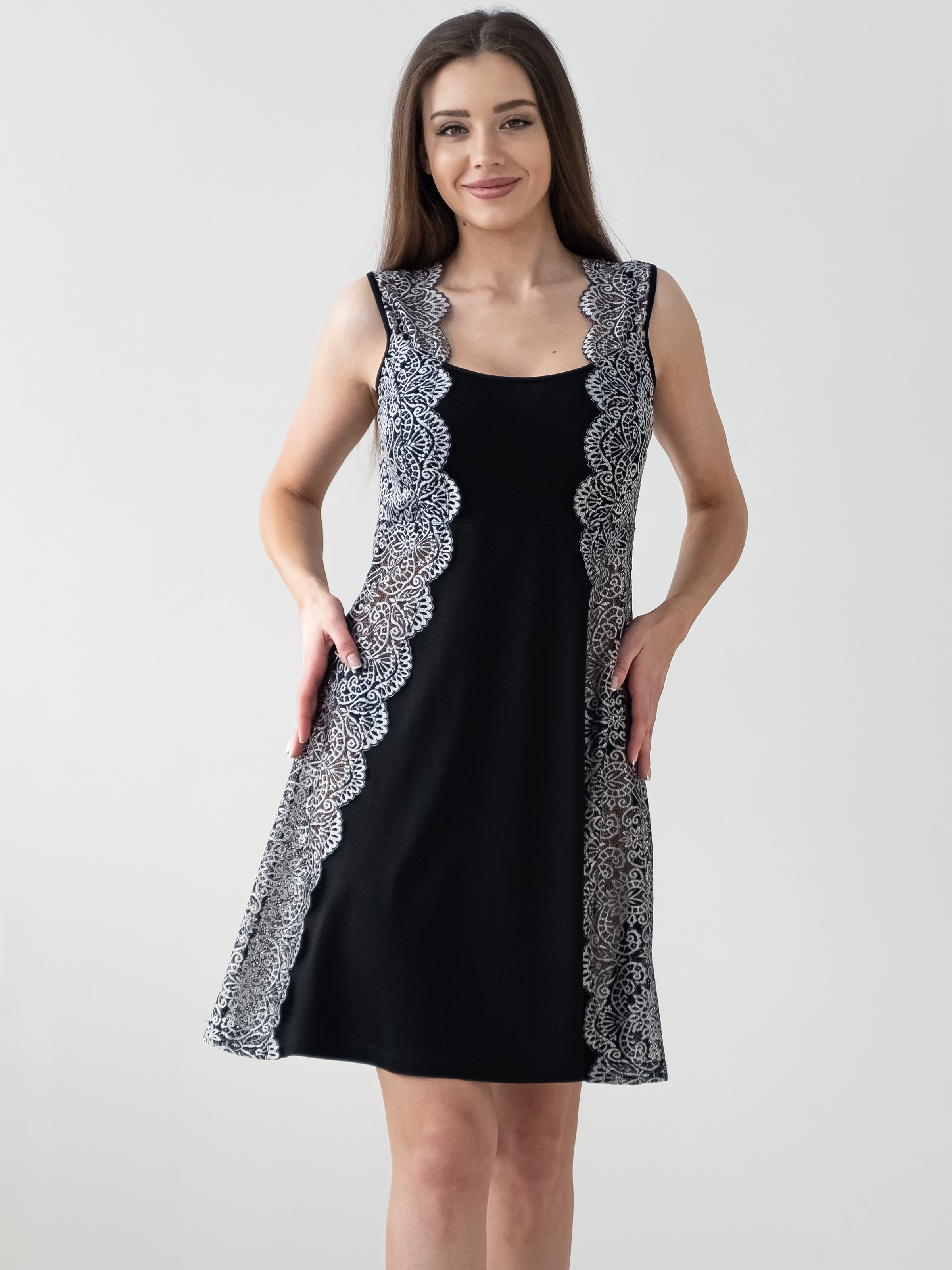 Ночная сорочка женская Batistcorp Ivanovo Лана черная 54 RU