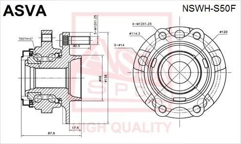 

Ступица Пер.С Магнитным Кольцом Abs Nissan G35 (V36) 2006- ASVA арт. NSWH-S51MF