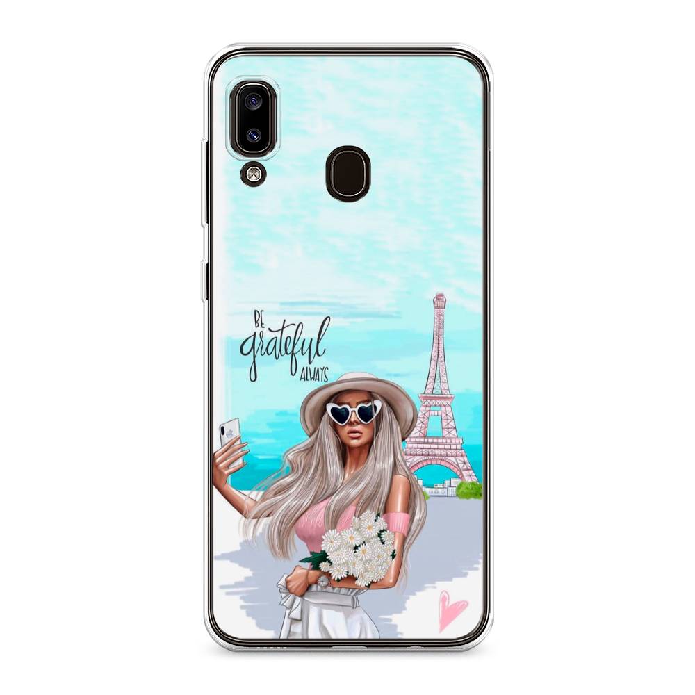 

Чехол на Samsung Galaxy A30 "Селфи Париж", Голубой;бежевый, 27550-6