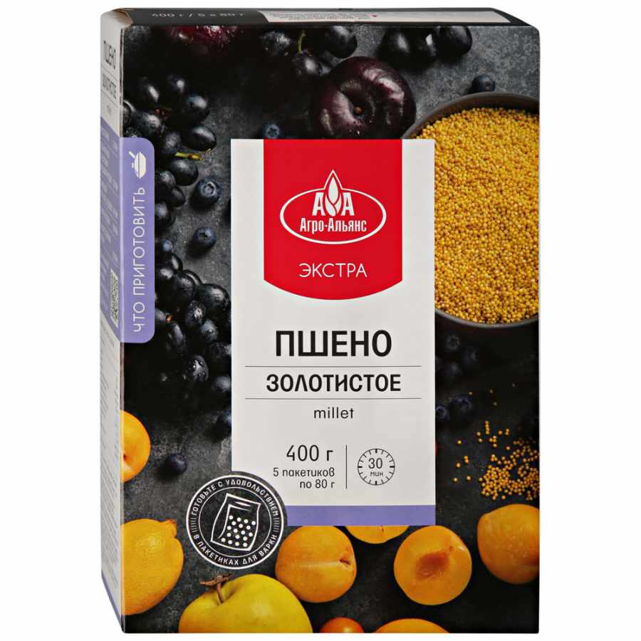 

Пшено Агро-Альянс Золотистое Экстра 5пак*80г, 717261