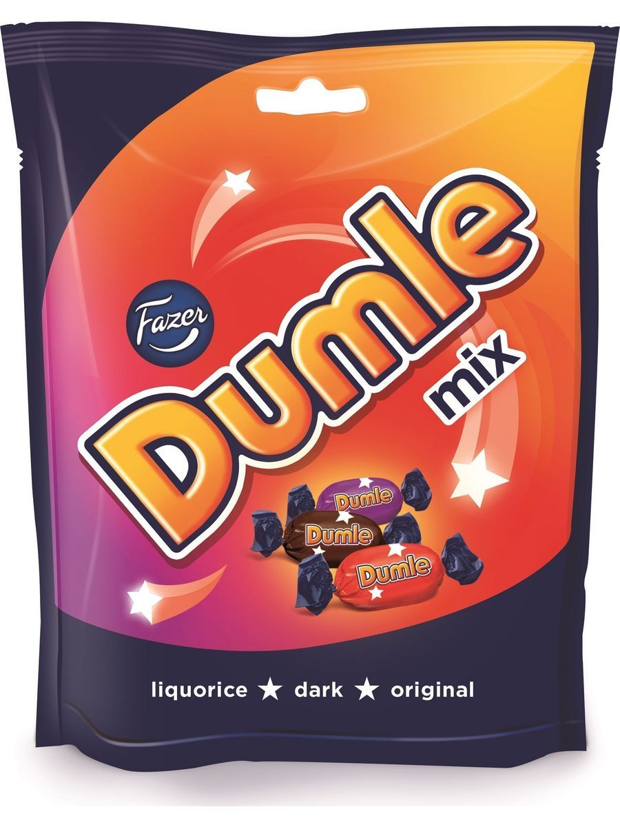 Конфеты Fazer Dumle Mix оригинальный, лакричный и темный шоколад, 220 г