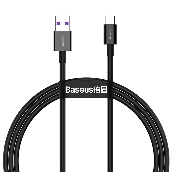 

Кабель Baseus, Type-C - USB, 6 А, 66W, TPE оплётка, 1 м, чёрный