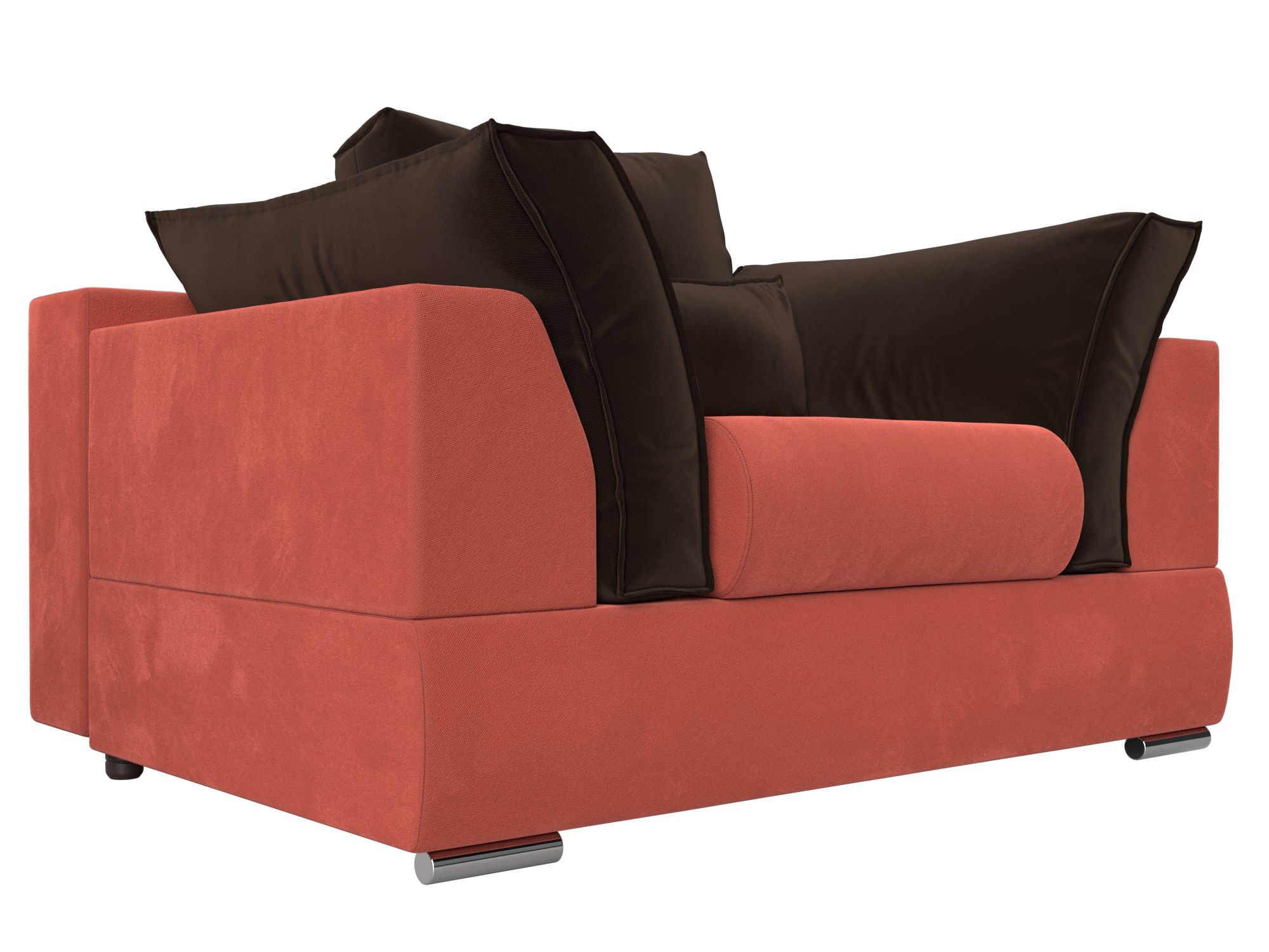 

Кресло Пекин микровельвет коралловый/коричневый, Кресло Пекин