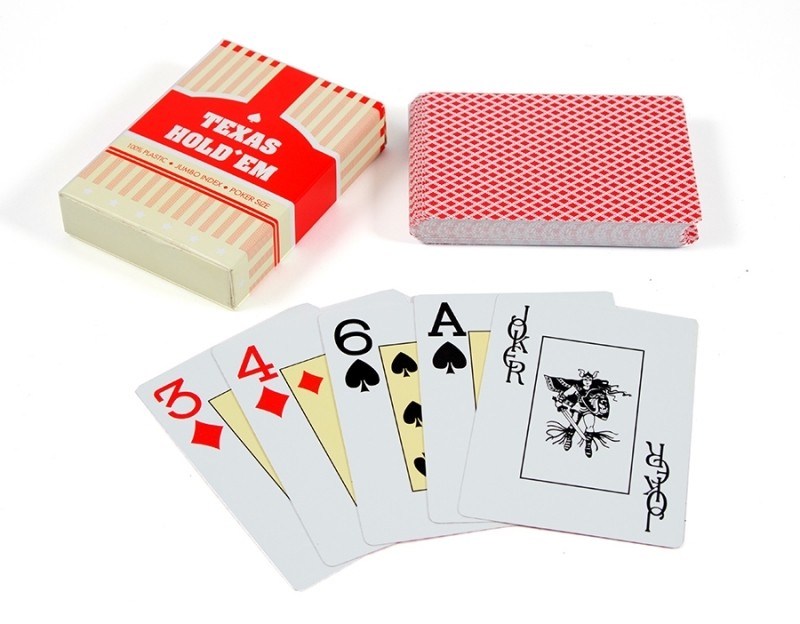 

Игральные карты Texas Holdem Jumbo Index 100% пластик, красные, Texas Holdem Jumbo Index 100% пластик – красные
