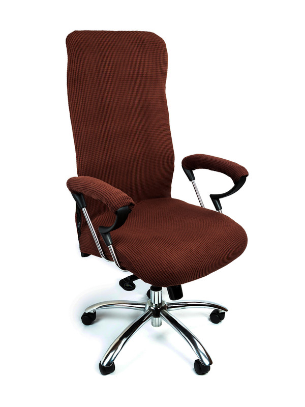 Чехол на стул, компьютерное кресло Crocus-Life B8-Brown, размер M, цвет: коричневый